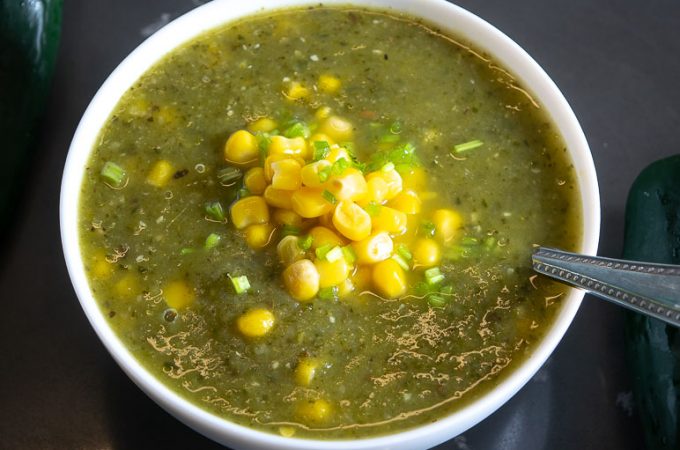 Here's an easy recipe for an awesome Corn Poblano Soup! Consider yourself warned though, it packs some heat!