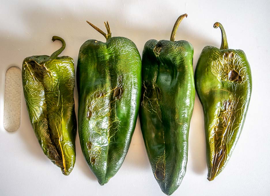 Poblano chiles after roasting for 30 minutes