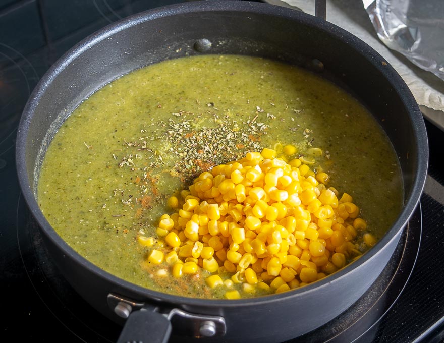 Adding corn to the soup