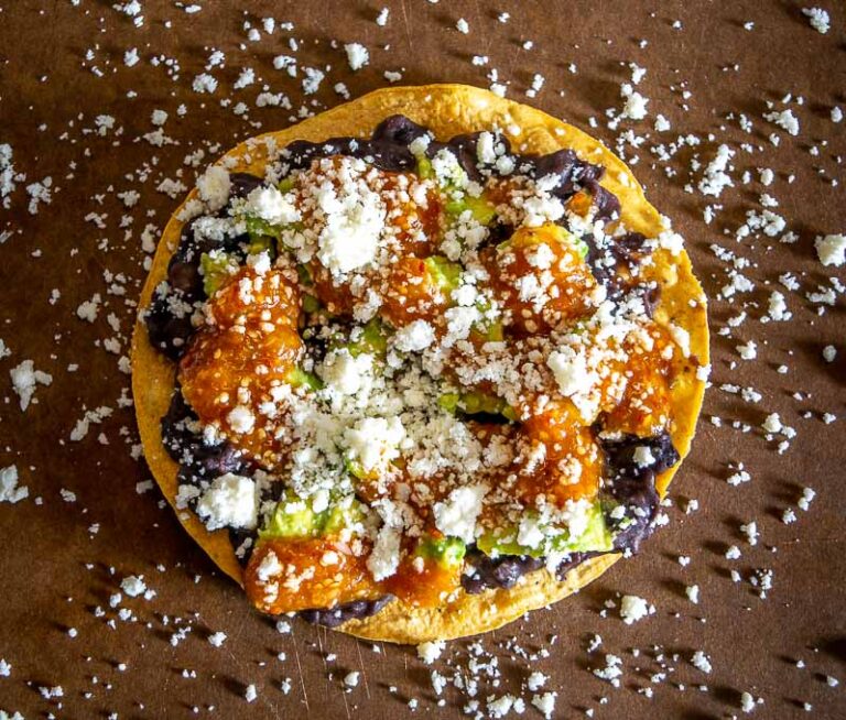 Bean Tostadas with Avocado, Salsa, Queso Fresco 8 Mexican Please