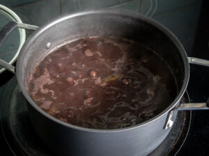 Pot beans after simmering for two hours