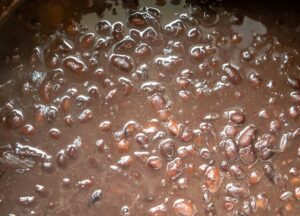 Black beans resting in broth