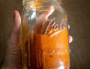 Mason jar full of New Mexican chile powder