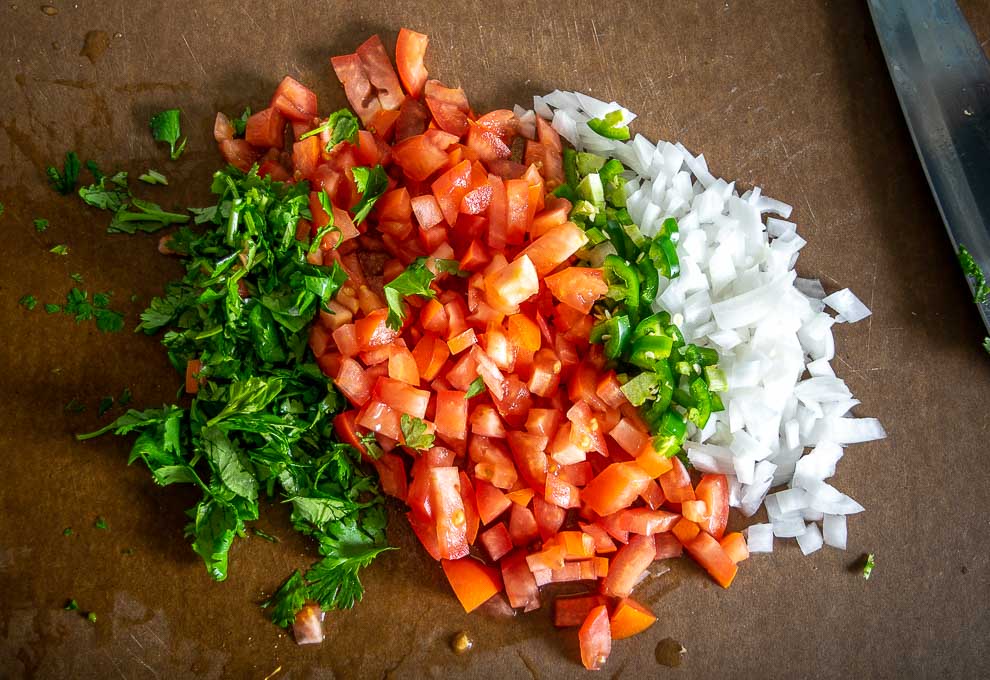 Pico de Gallo ingredients after being chopped up