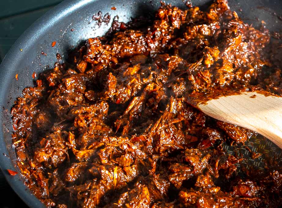 Close-up of shredded pork