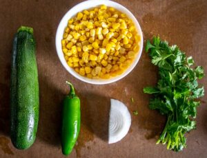 Ingredients for Zucchini Corn Quesadillas