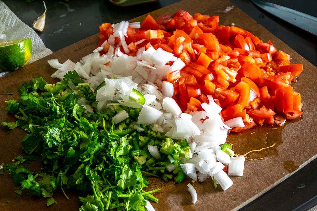 Chopping up the Pico de Gallo