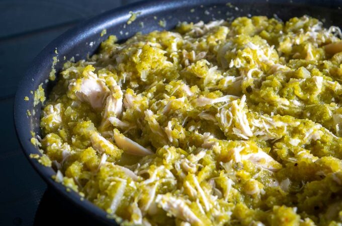 Make a big batch of this Hatch Chicken Chile Verde and you'll be in Hatch Heaven over the coming days! It's a delicious, all-purpose recipe and you can use it for tacos, tostadas, even burritos!