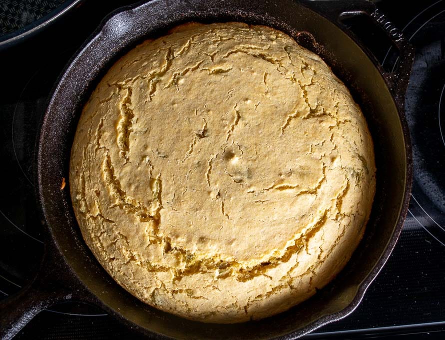 Hatch cornbread after baking for 23 minutes