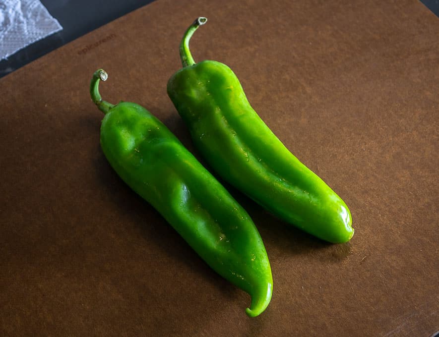 Two Hatch green chiles for the cornbread batter