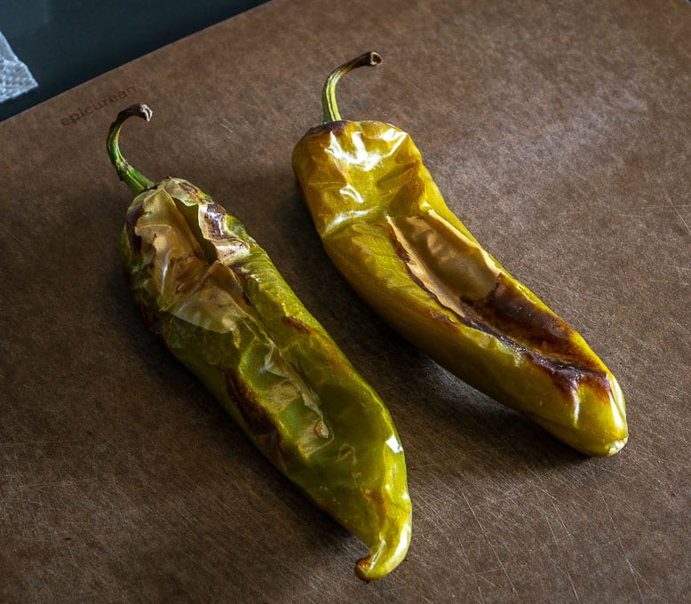 Hatch chiles after roasting for half hour