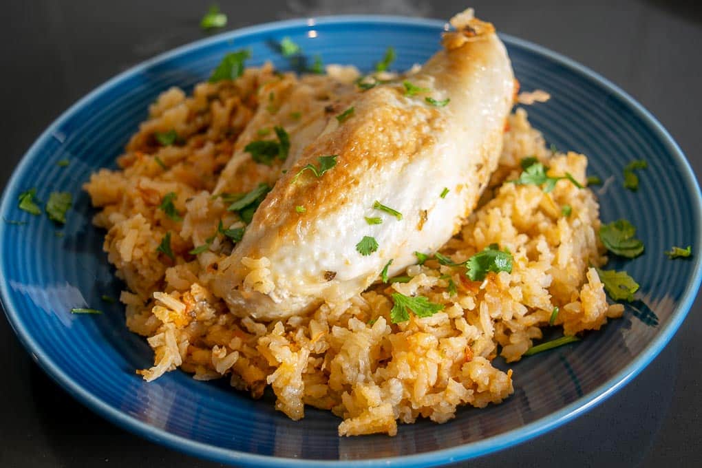 The original Arroz con Pollo recipe is great for bigger groups, but in hunger emergencies I will sometimes make quick, tiny batches like this Single Serving Arroz con Pollo. 