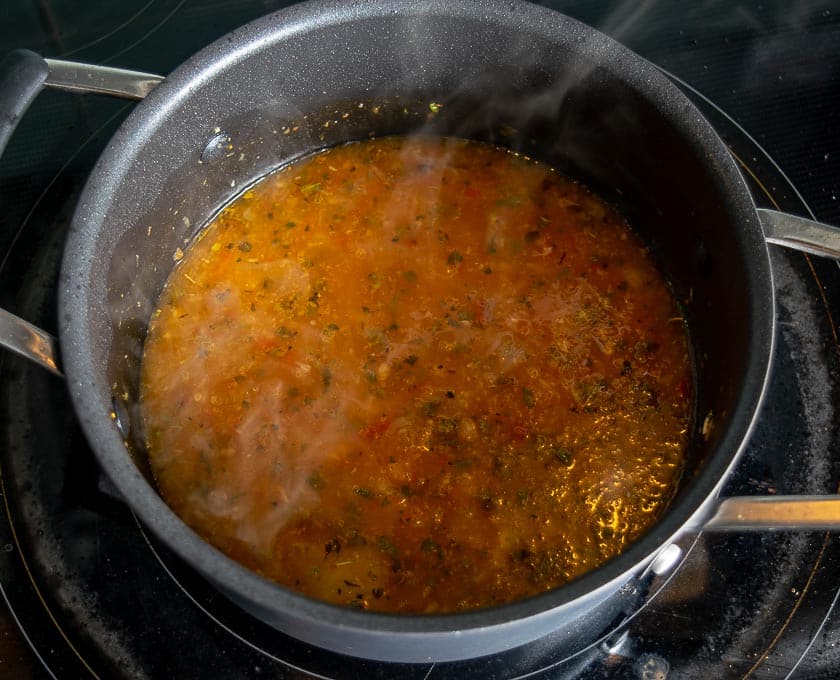 Saucepan right before adding the browned chicken breast