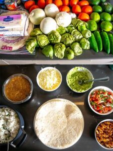 This is a great recipe for a Burrito Bar! It's enough for 20 people, but feel free to cut the recipe in half for smaller groups.
