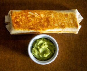 Crispy, savory Chicken Chile Verde burrito
