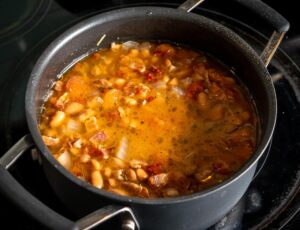 Charro Beans after simmering for 15 minutes