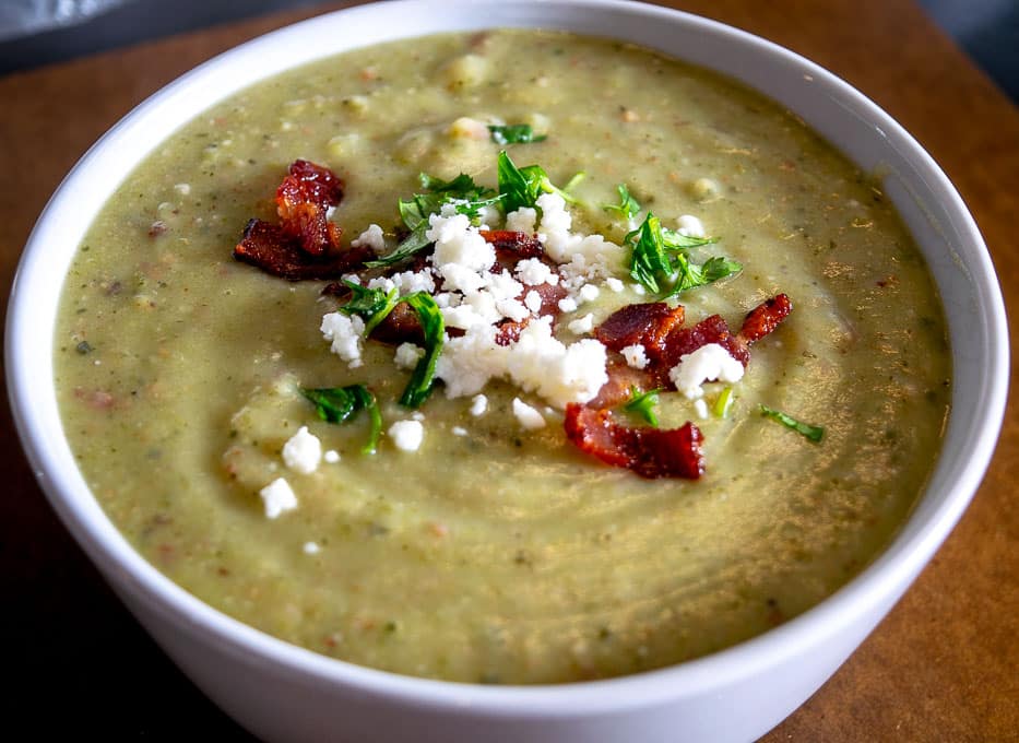 Bowl full of Potato Bacon Poblano Soup