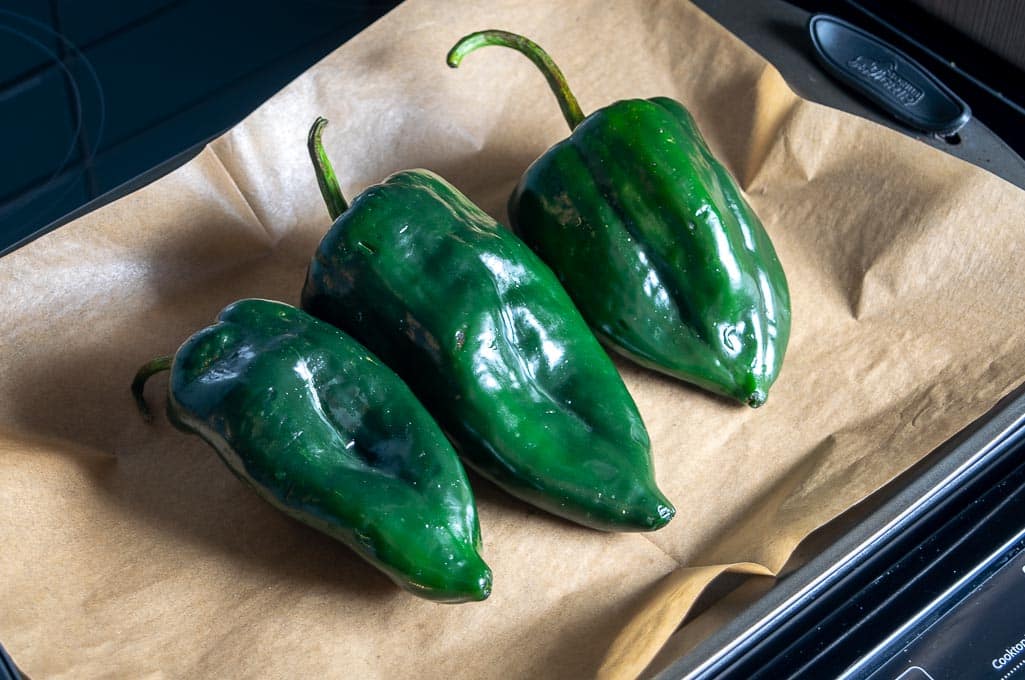 Three Poblano chiles for the soup