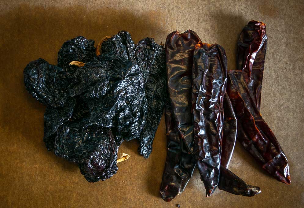 Using Ancho and Guajillo dried chiles for the Pozole broth