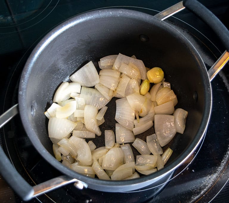Cooking onion and garlic in some oil over medium heat