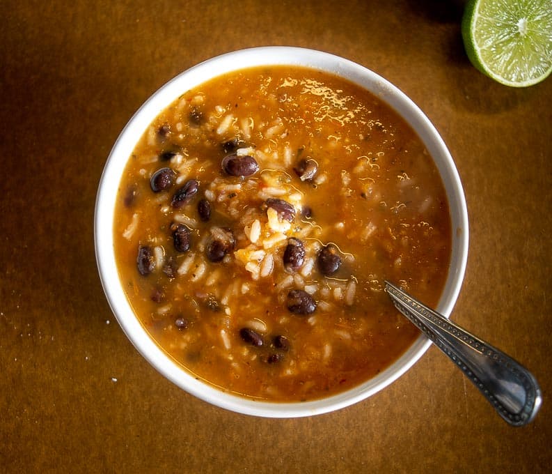 Adding squeeze of lime to the soup