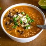 This is a great recipe for a delicious batch of Mexican Beans and Rice Soup. Super easy to make, and tremendously satisfying.