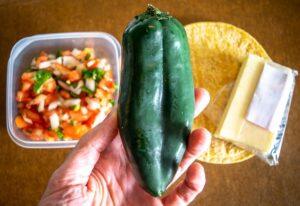 Here's an easy, delicious meal I make on a regular basis: Quick Poblano Soup with mini Pico Quesadillas