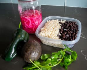 All the ingredients for the stuffed poblanos