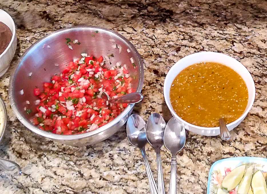 Pico de Gallo and Tomatillo Chipotle Salsa for the Taco Bar