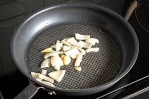 Cooking onion and garlic for the chipotle sauce