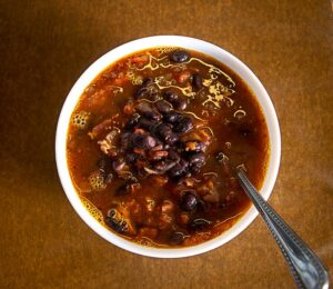 Serving Charro Beans plain in a bowl