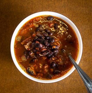 Serving Charro Beans plain in a bowl