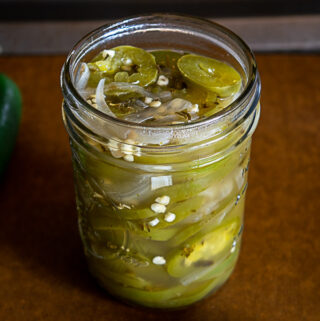 8 oz. jar after adding the pickled jalapeno mixture