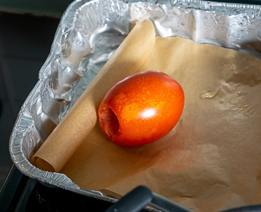 Roasting tomato in the oven for 20-25 minutes at 400F