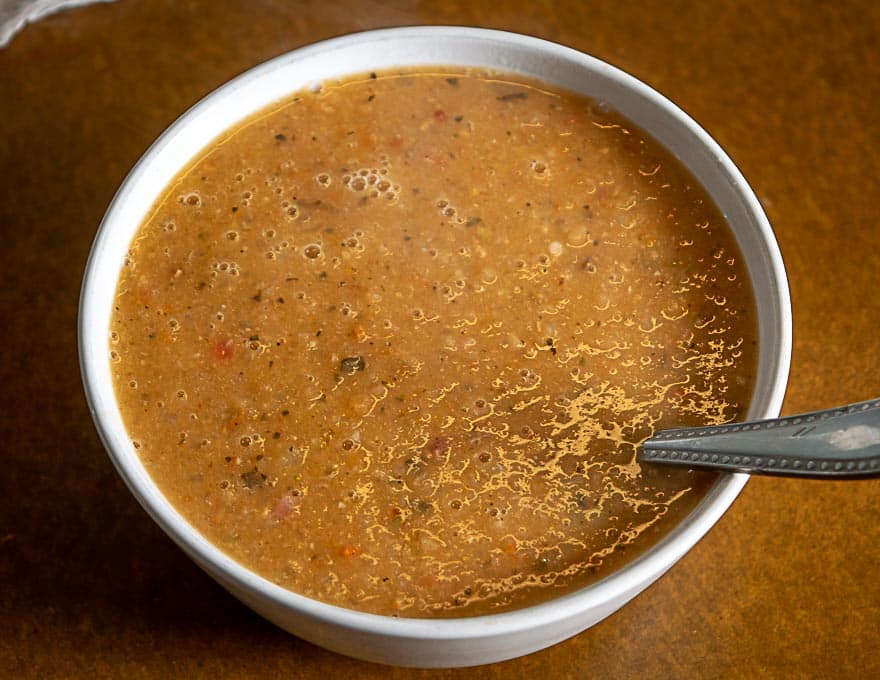 A bowl full of Peruano bean soup