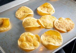 Baking tostada shells in the oven