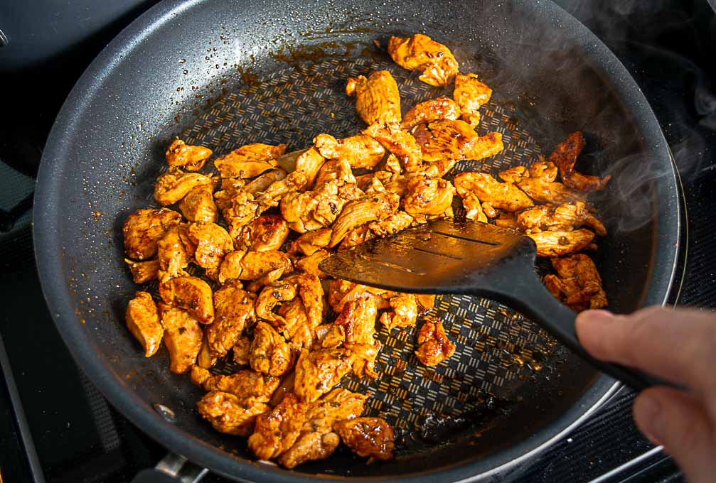 Cooking a single chicken breast for the burritos