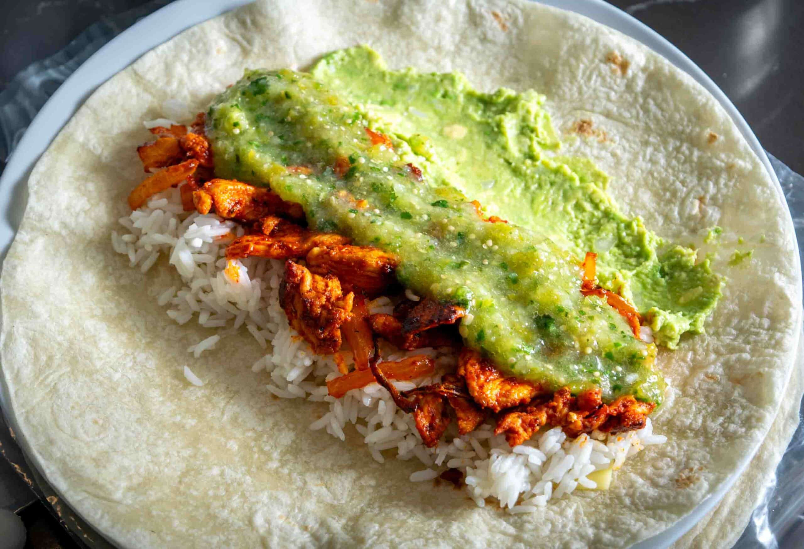 Chicken Burritos with Freshly Made Salsa Verde